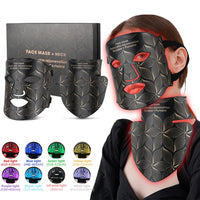 LED Facial Mask with Neck 8 color Near-infrared Red Facial and Neck Photon Oil Control Skin Firming Whitening and Anti Rednes